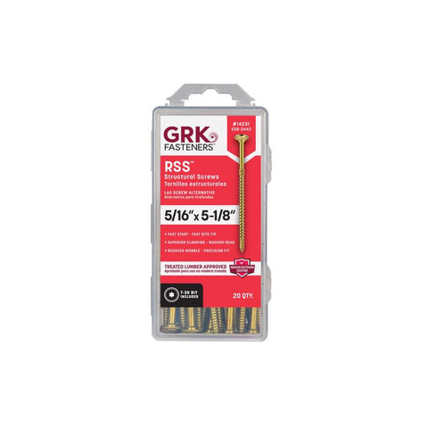 Tornillos estructurales GRK Fasteners de cabeza hexagonal estrellada y ranura en W, de 5/16 pulg. x 5-1/8 pulg. de largo