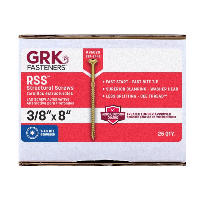 GRK Fasteners 5/16 in. in. X 8 in. L Star Hex Head W-Cut Structural Screws (Pack of 25)