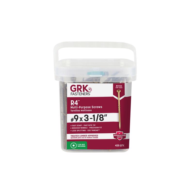 GRK Fasteners No. 9 X 3-1/8 in. L Star Climatek W-Cut Multi-Purpose Screws 425 pk (Pack of 2)