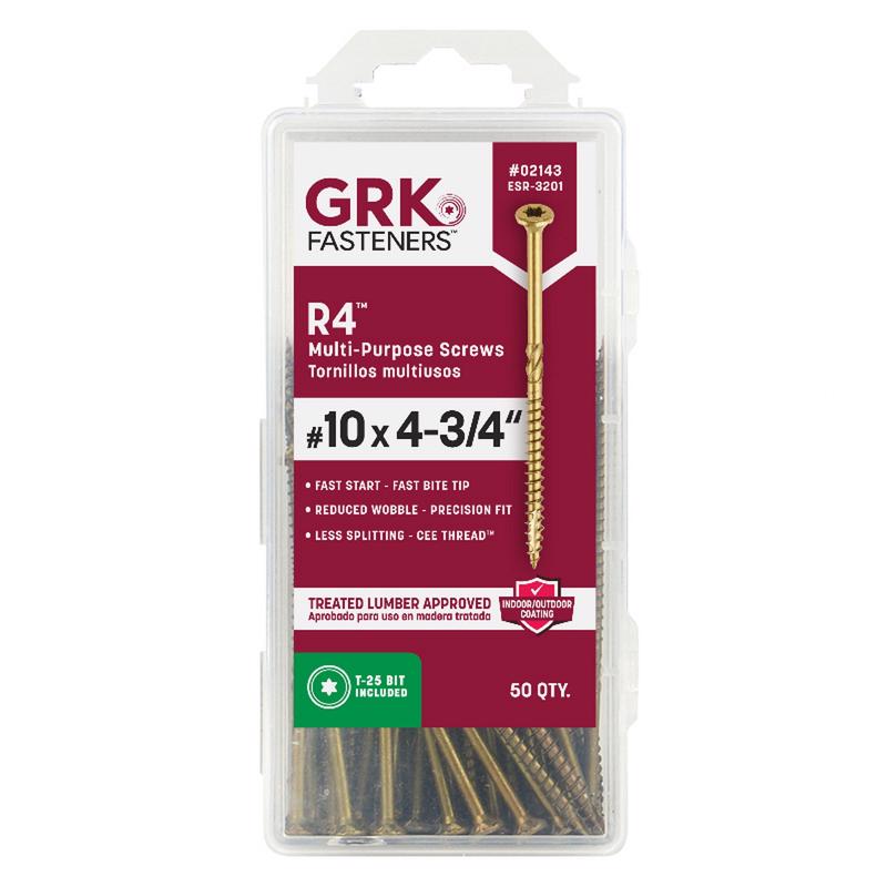GRK Fasteners No. 10 X 4-3/4 in. L Star Climatek W-Cut Multi-Purpose Screws 50 pk