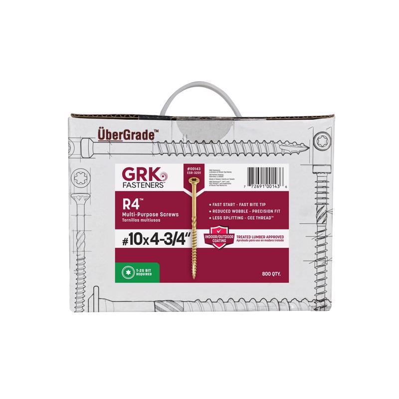 GRK Fasteners No. 10 X 4-3/4 in. L Star Climatek W-Cut Multi-Purpose Screws 800 pk