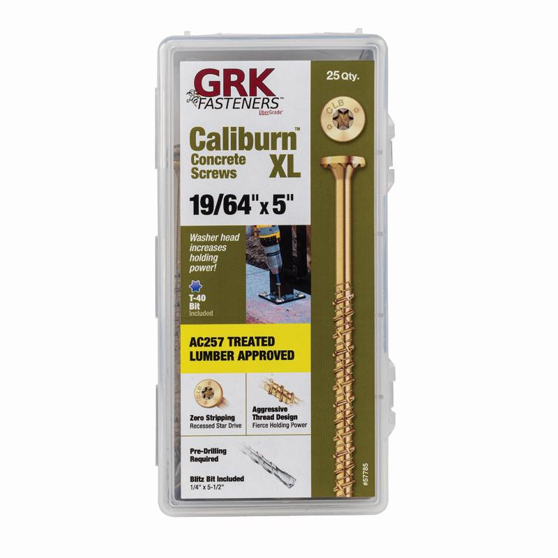 Tornillos para concreto GRK Fasteners de cabeza de estrella abocardada, corte en W, de 19/64 pulg. x 5 pulg. de largo