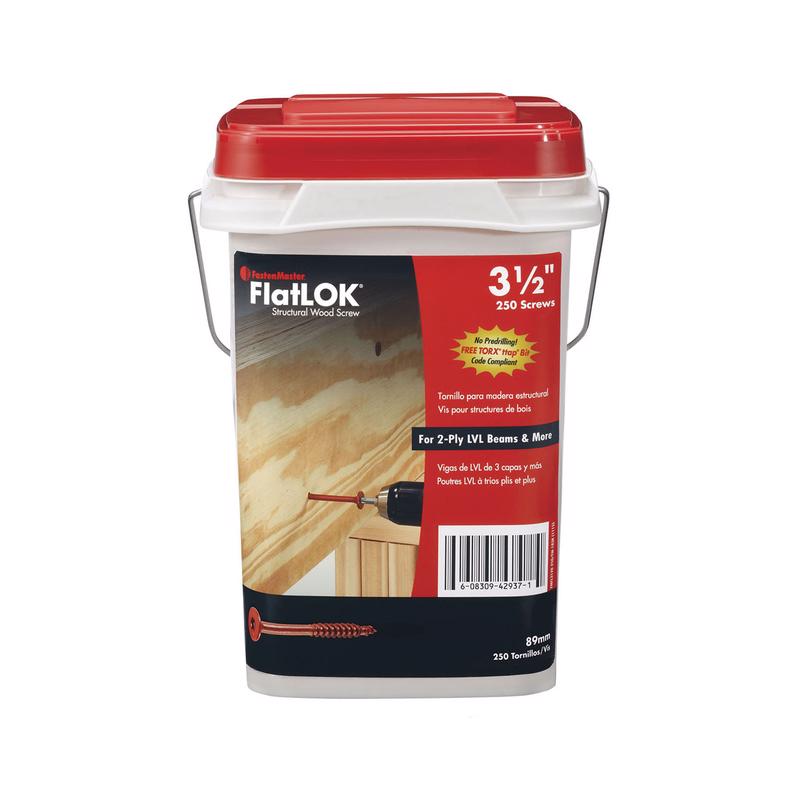Tornillos gruesos para madera con rosca gruesa, cabeza Torx Ttap, epoxi, FastenMaster FlatLok, n.º 14, 3-1/2 pulg. de largo, paquete de 250