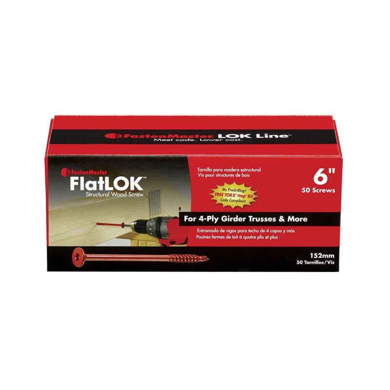 Tornillos gruesos para madera con rosca de epoxi FastenMaster FlatLok n.º 14, 6 pulg. de largo, cabeza Torx, 1 paquete