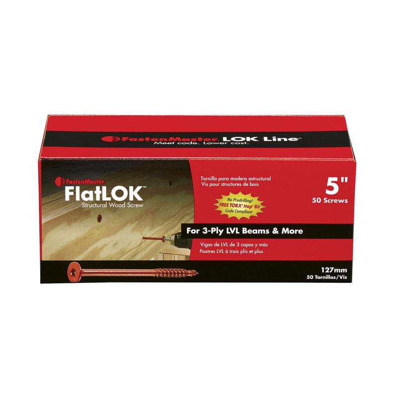 Tornillos gruesos de madera epoxi FastenMaster FlatLok n.º 14, cabeza Torx, 5 pulg. de largo, 50 uds.