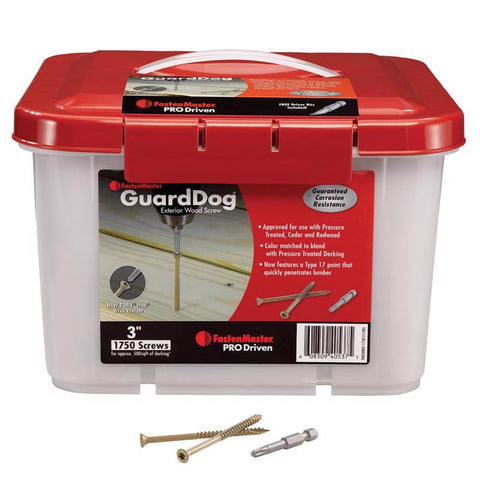 Tornillos para cubierta FastenMaster GuardDog n.º 10 x 3 pulg. L, cabeza hexagonal Torx dorada, paquete de 1750 unidades