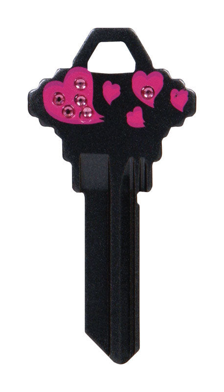 HILLMAN DIVA Hearts House/Office Universal Key Blank Single Black (Pack of 6)