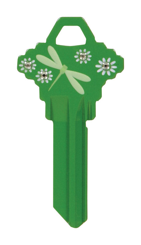 HILLMAN DIVA Dragonfly House/Office Universal Key Blank Single Green (Pack of 6)