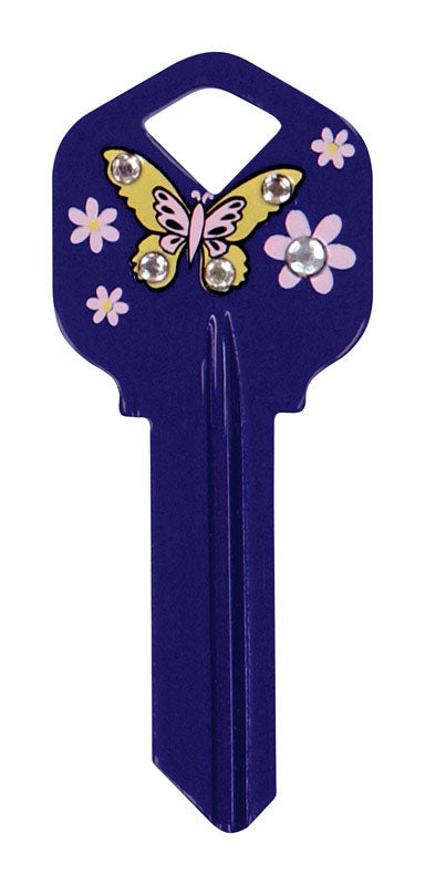 HILLMAN DIVA Butterfly House/Office Universal Key Blank Single Purple (Pack of 6)