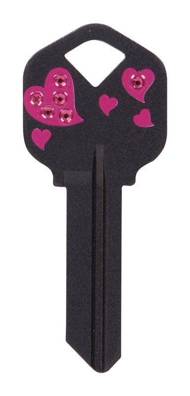 HILLMAN DIVA Hearts House/Office Universal Key Blank Single Black (Pack of 6)
