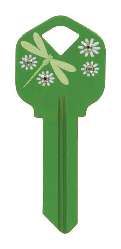 HILLMAN DIVA Dragonfly House/Office Universal Key Blank Single Green (Pack of 6)