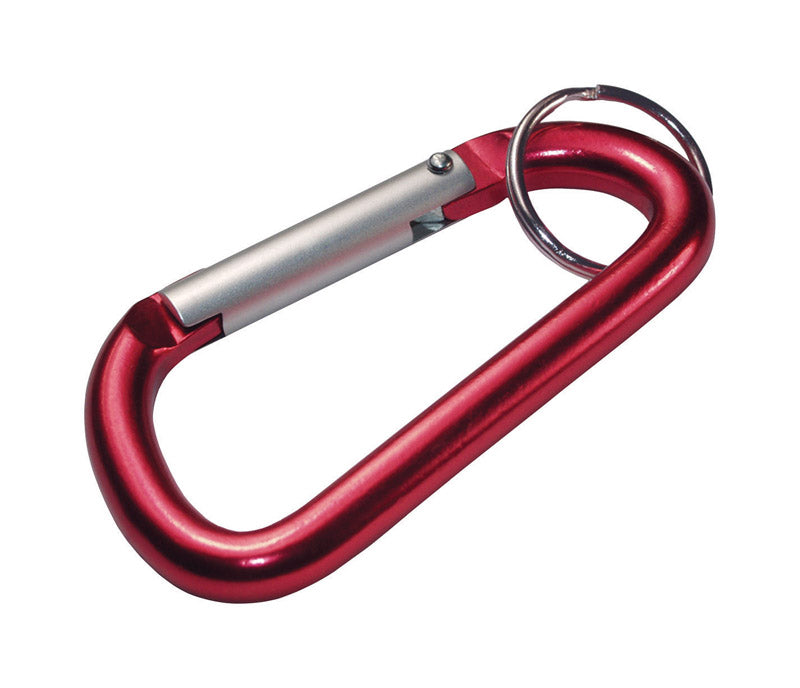 HILLMAN Aluminum Red/Silver Carabiner (Pack of 5)