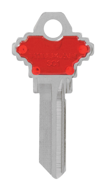 HILLMAN ColorPlus Traditional Key House/Office Key Blank Single Red/Silver (Pack of 5)