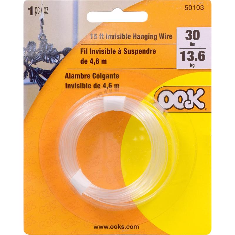 HILLMAN OOK 15 ft. L Plastic 18 Ga. Invisible Cord (Pack of 12)