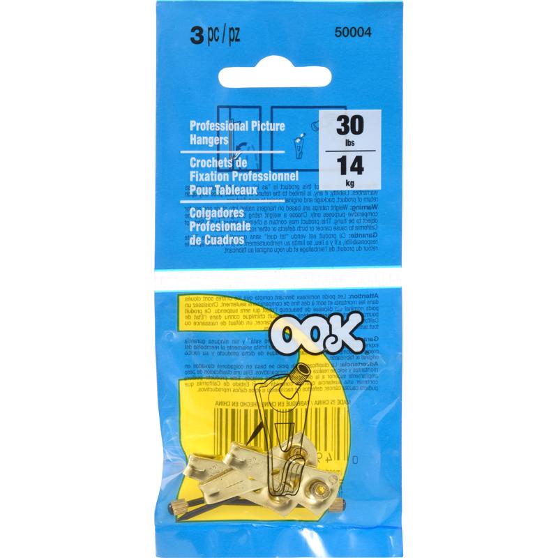 HILLMAN OOK Brass-Plated Gold Professional Picture Hanger 30 lb 3 pk (Pack of 12)