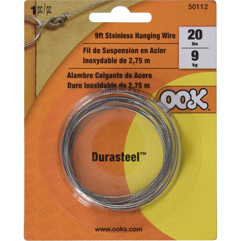 HILLMAN OOK 9 ft. L Stainless Steel 3 Ga. Picture Hanging Cord (Pack of 12)
