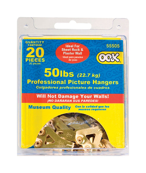 HILLMAN OOK Brass-Plated Blue Hanger Picture Hanging Kit 50 lb 20 pk (Pack of 6)