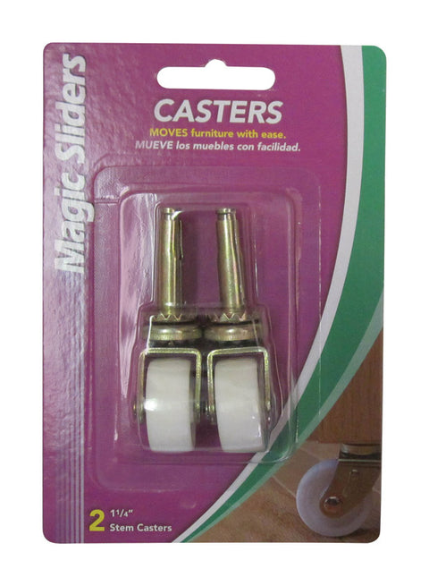 Magic Sliders 1-1/4 in. D Plastic Caster with Stem 40 lb 2 pk (Pack of 4)