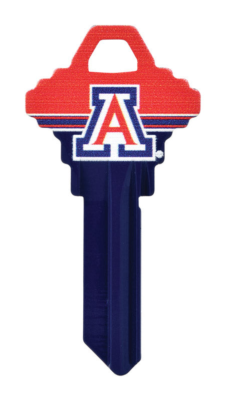 HILLMAN NCAA Arizona Wildcats House/Office Key Blank 68 Single For Schlage Locks Blue/Red (Pack of 6)