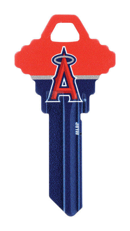 HILLMAN MLB Los Angeles Angels Painted Key House/Office Universal Key Blank Single Blue/Red (Pack of 6)