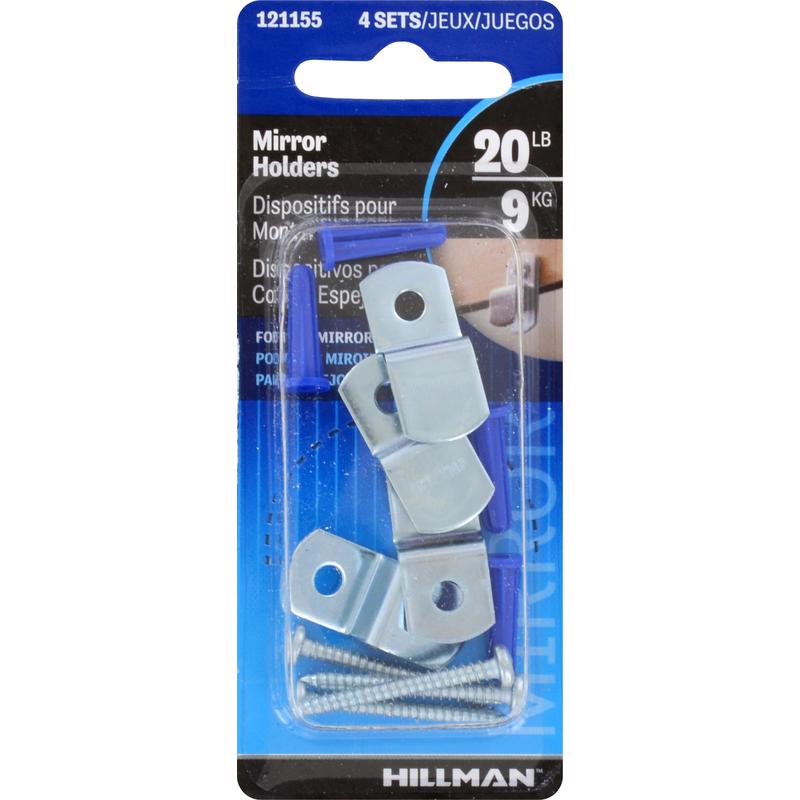 HILLMAN Zinc Mirror Holder Kit 20 lb 4 pk (Pack of 10)