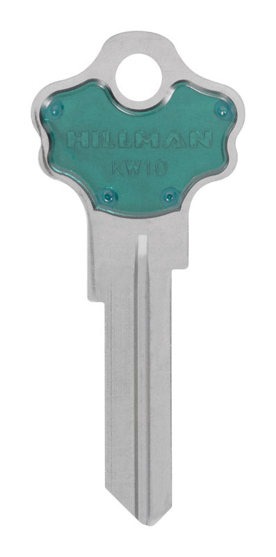 HILLMAN ColorPlus Traditional Key House/Office Key Blank Single Green/Silver (Pack of 5)