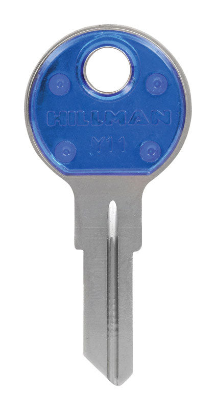 HILLMAN ColorPlus Traditional Key House/Office Key Blank Single Blue/Silver (Pack of 5)