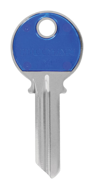 HILLMAN ColorPlus Traditional Key House/Office Key Blank Single Blue/Silver (Pack of 5)