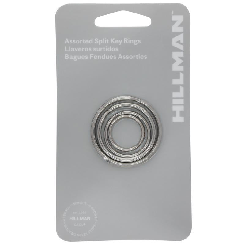 HILLMAN Anillas de unión/anillas para cable de acero templado plateado, llavero