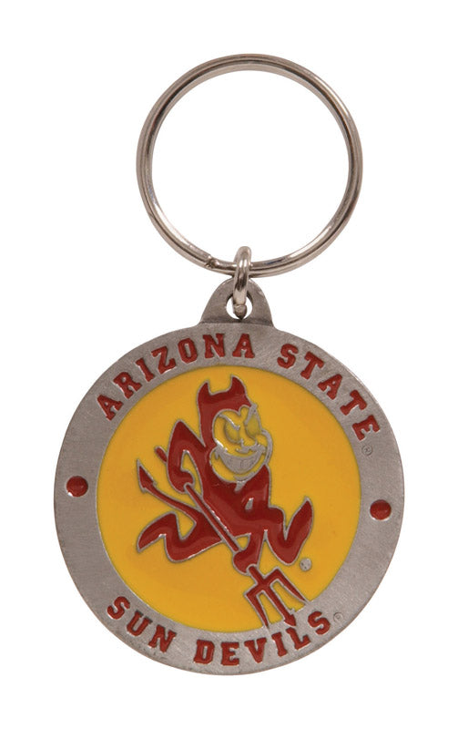 HILLMAN NCAA Tempered Steel Red Split Ring Keychain (Pack of 3)