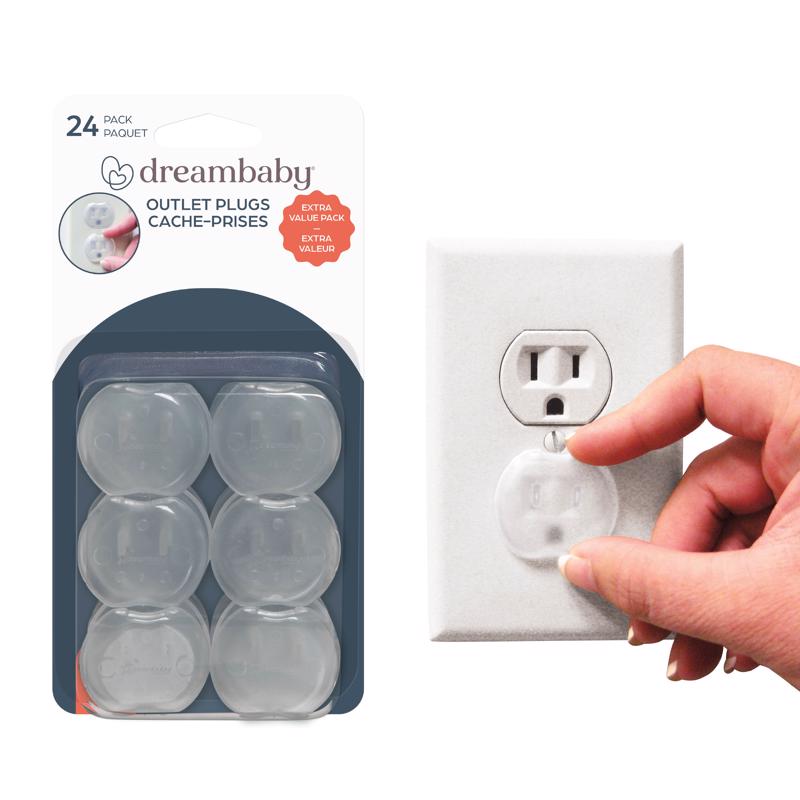 Dreambaby Clear Plastic Outlet Safety Plugs 24 pk (Pack of 6)