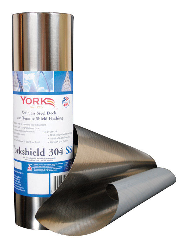 York 304 Remate de acero inoxidable de 12 pulg. de ancho x 240 pulg. de largo, plateado