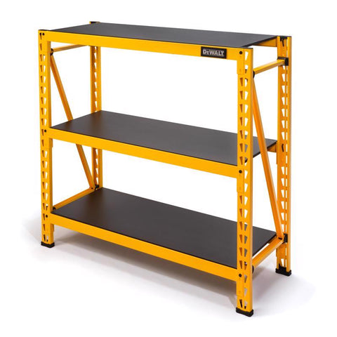 Estante de almacenamiento de acero amarillo DeWalt de 48 pulg. de alto x 50 pulg. de ancho x 18 pulg. de profundidad