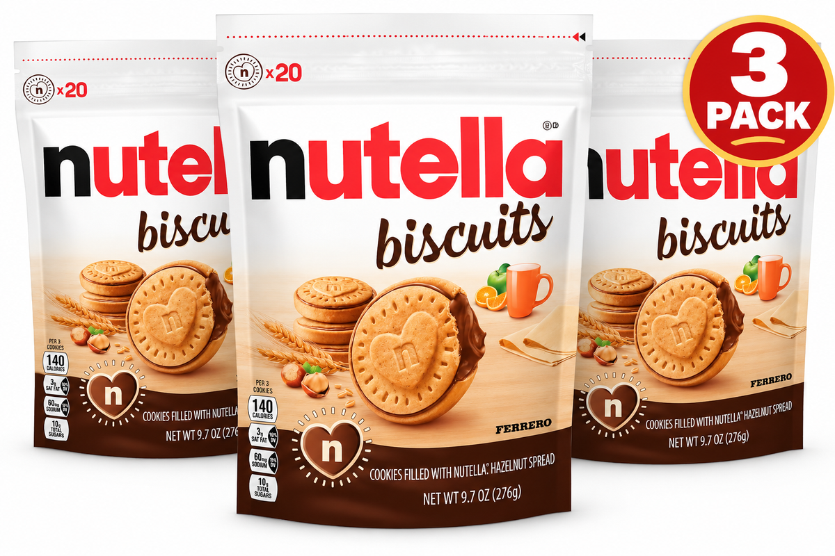 Ferrero Nutella Biscuits, 9.7 oz (276g), 3 Pack, Crispy Biscuits with Creamy Hazelnut Cocoa Filling