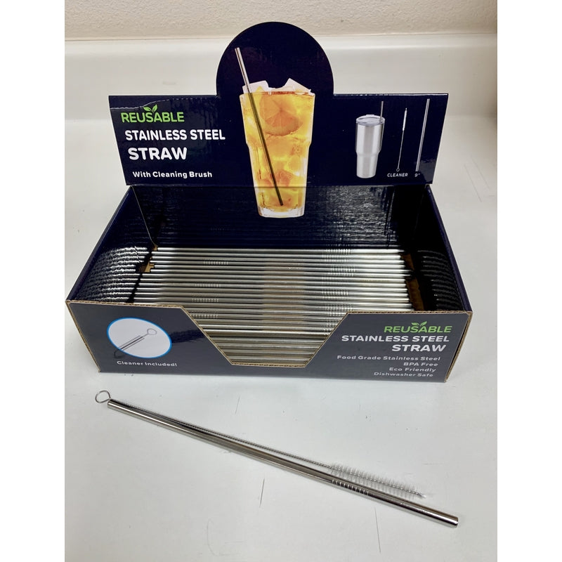 Hitt Brands Silver Stainless Steel Stainless Steel Straw and Cleaning Brush