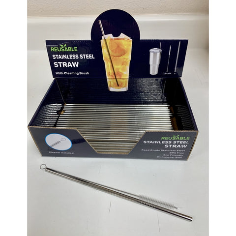 Hitt Brands Silver Stainless Steel Stainless Steel Straw and Cleaning Brush
