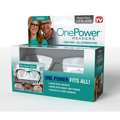 OnePower As Seen On TV Reading Glasses Unisex Black Frame Flex Focus +.50 - 2.50 Strength