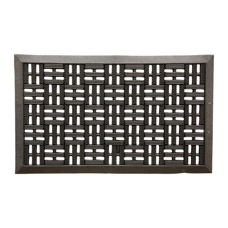 Southern Oaks 18 in. W X 30 in. L Black Trellis Scraper Rubber Door Mat