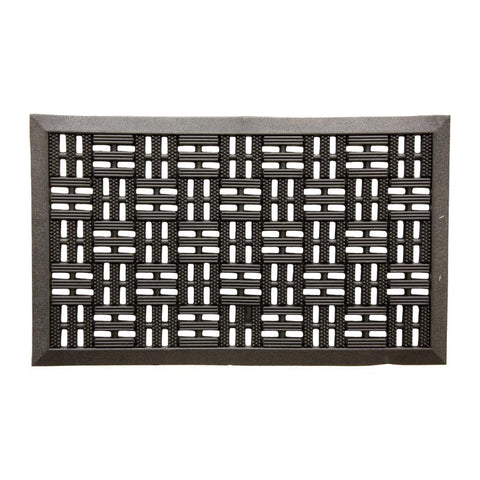Southern Oaks 18 in. W X 30 in. L Black Trellis Scraper Rubber Door Mat