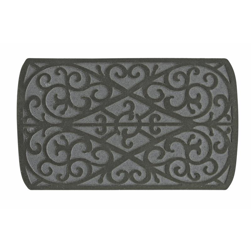 Southern Oaks 18 in. W X 30 in. L Gray Scroll Rubber Door Mat