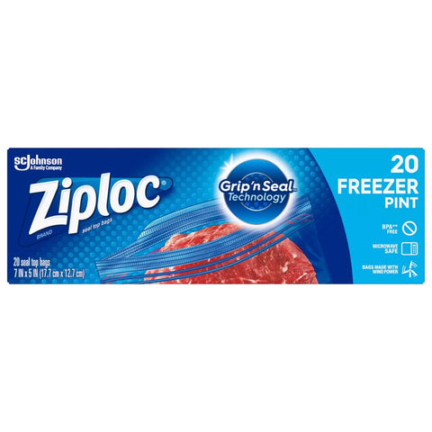 Ziploc Clear Double Zipper Freezer Bag 20 pk (Pack of 12)