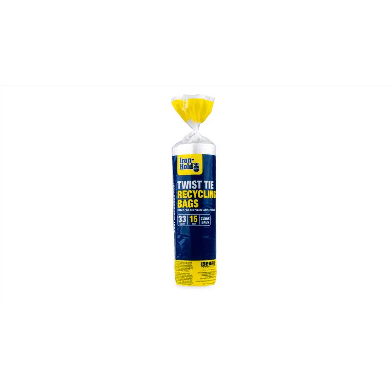 Iron-Hold 33 gal No Scent Recycling Bags Twist Tie 15 pk (Pack of 12)