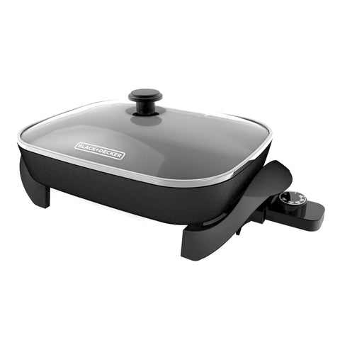 Black+Decker Glass/Stainless Steel Electric Skillet Black/Silver (Pack of 2)