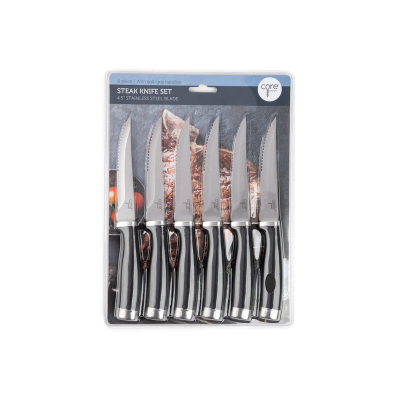 Juego de 6 cuchillos para carne de acero inoxidable Core Kitchen
