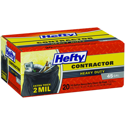 Hefty 45 gal No Scent Contractor Bags Twist Tie 20 pk (Pack of 4)