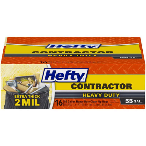 Hefty 55 gal No Scent Contractor Bags Twist Tie 16 pk (Pack of 4)