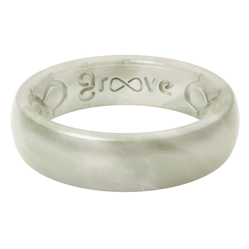 Groove Life Alianza de Boda Unisex Fina Lisa Redonda de Metal y Perla Silicona Resistente al Agua