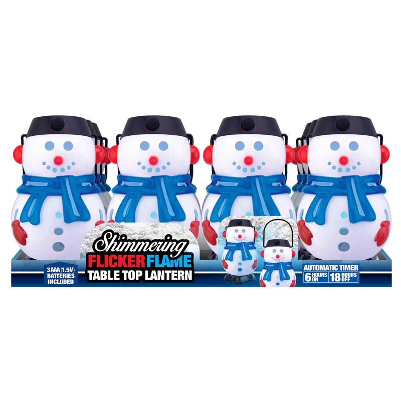 Linterna de sobremesa con muñeco de nieve y llama parpadeante Magic Seasons de Shawshank LEDz, 1 ud. (Paquete de 12)