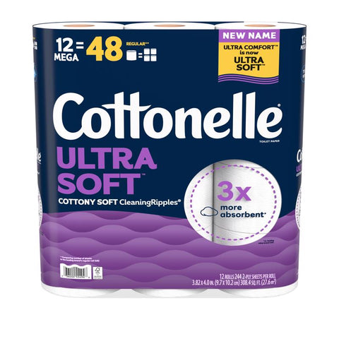 Cottonelle Ultra Soft Toilet Paper 12 Rolls 244 sheet 4 in. (Pack of 4)