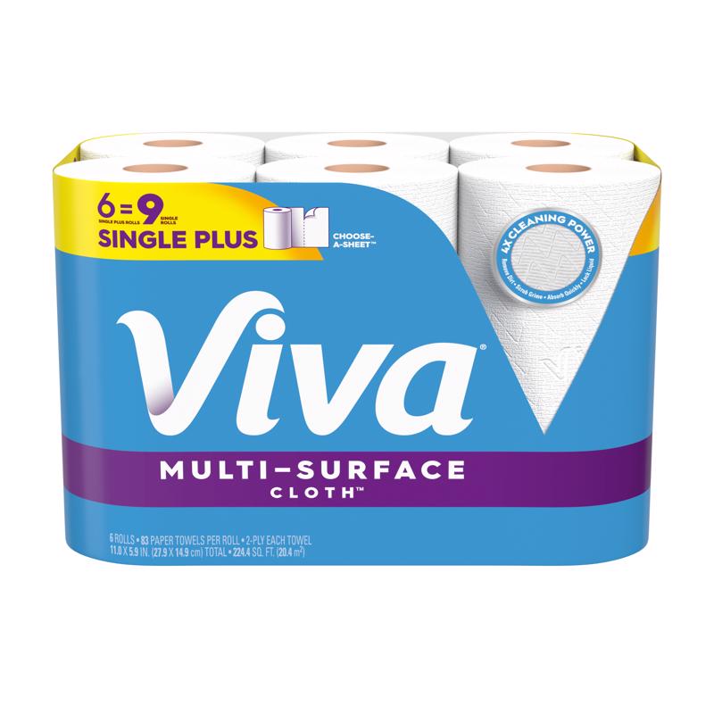 Toallas de papel Viva Multi-Surface de 83 hojas, 2 capas, paquete de 6 (paquete de 4)